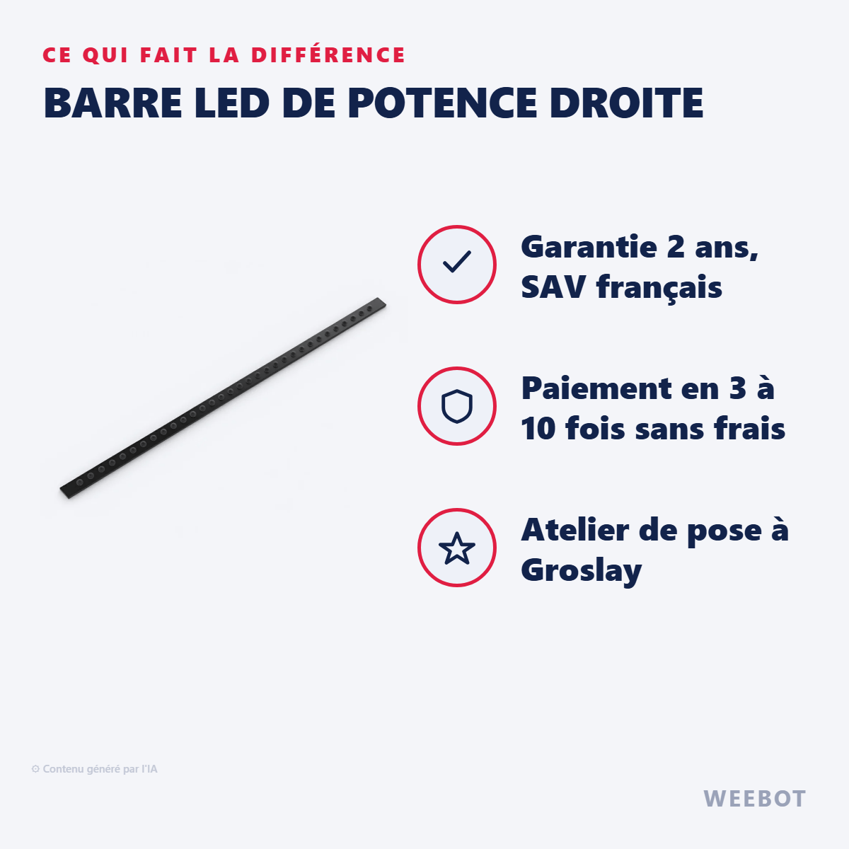 Barre LED de Potence Droite : les points forts