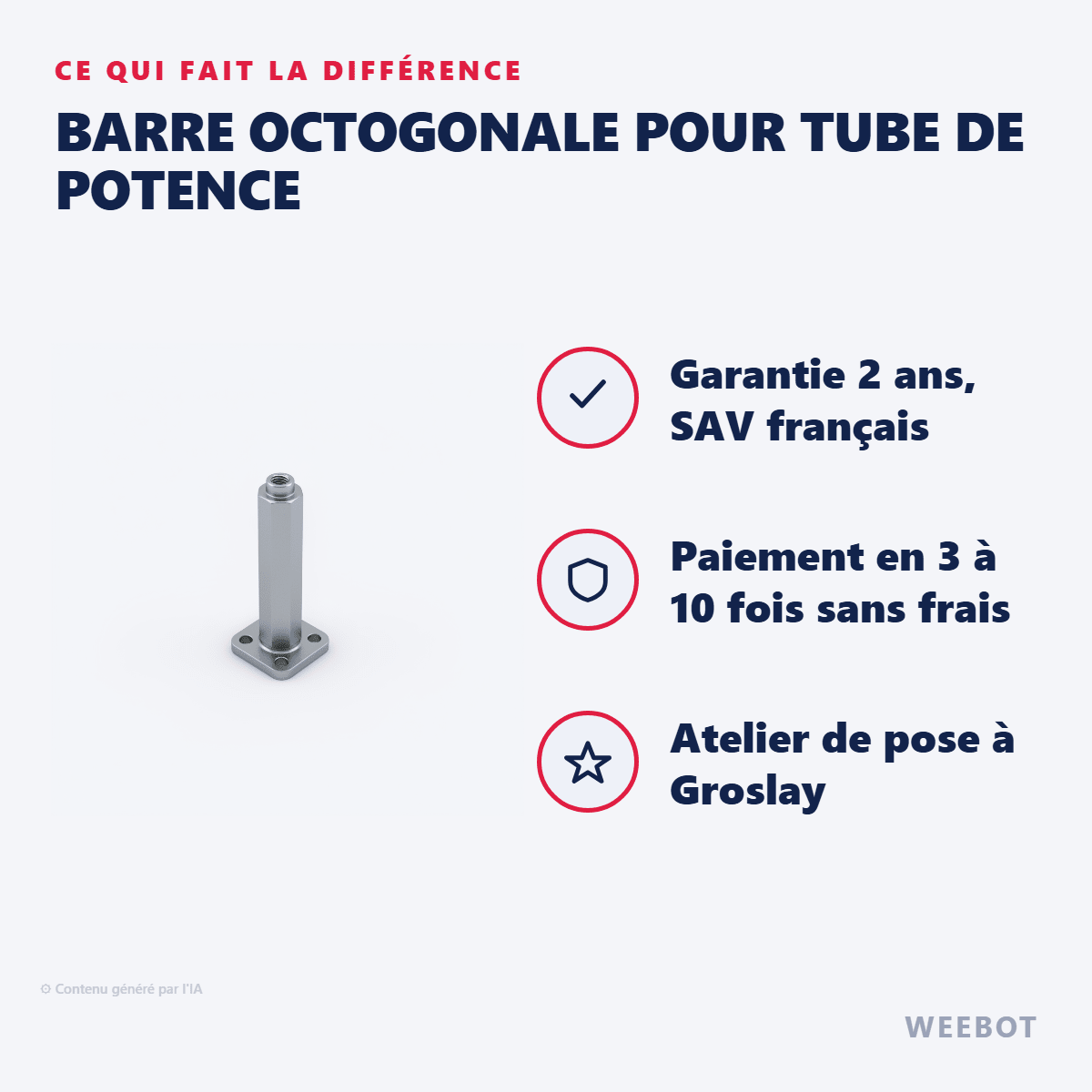 Barre Octogonale Pour Tube De Potence pour Trottinette Electrique E-Twow - Weebot