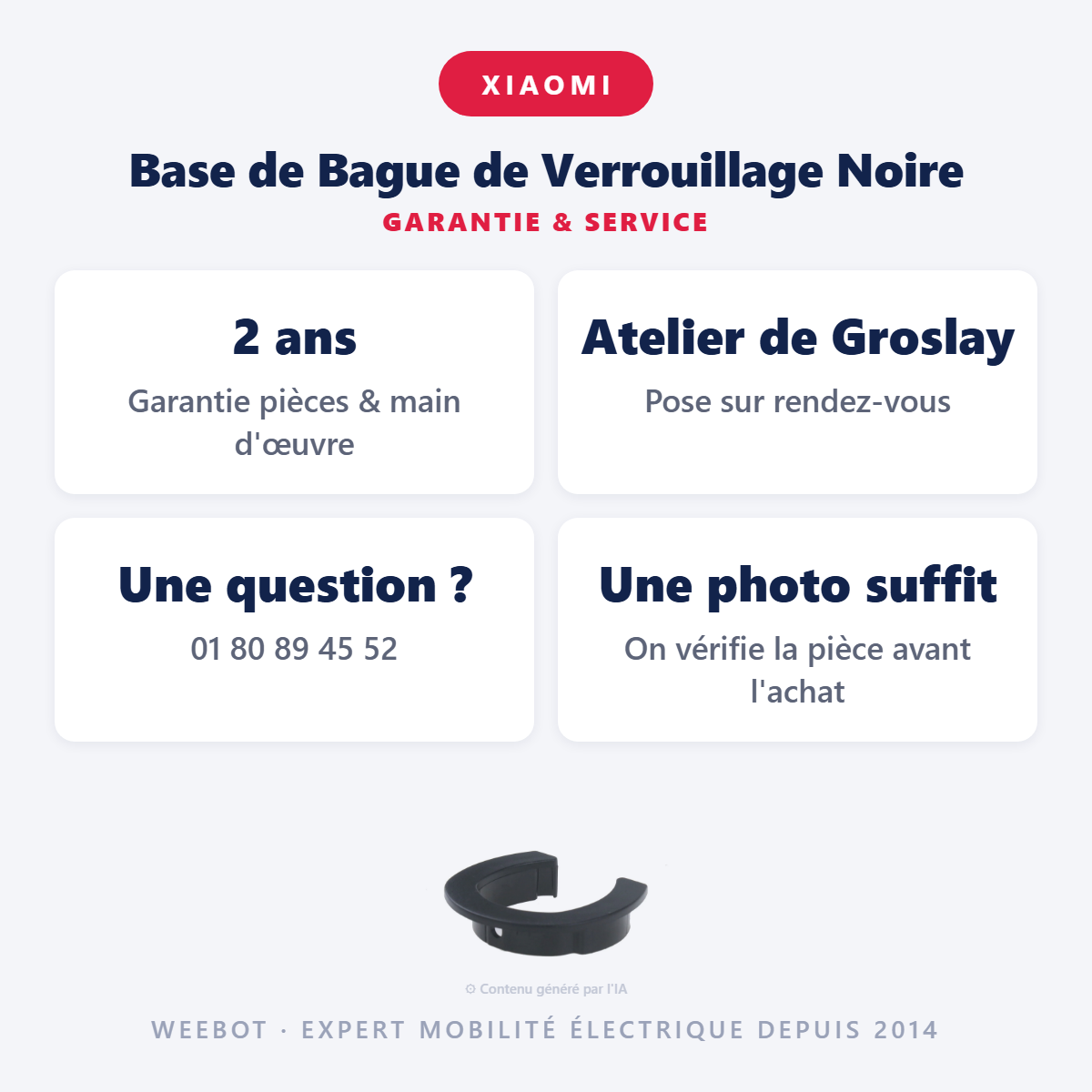 Base de Bague de Verrouillage Noire : garantie 2 ans et service après-vente