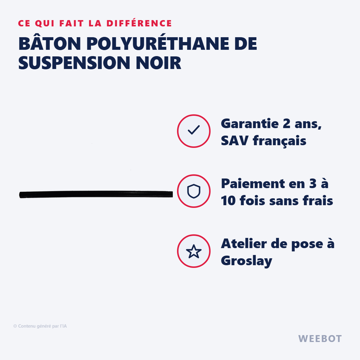 Bâton Polyuréthane de Suspension Noir : les points forts