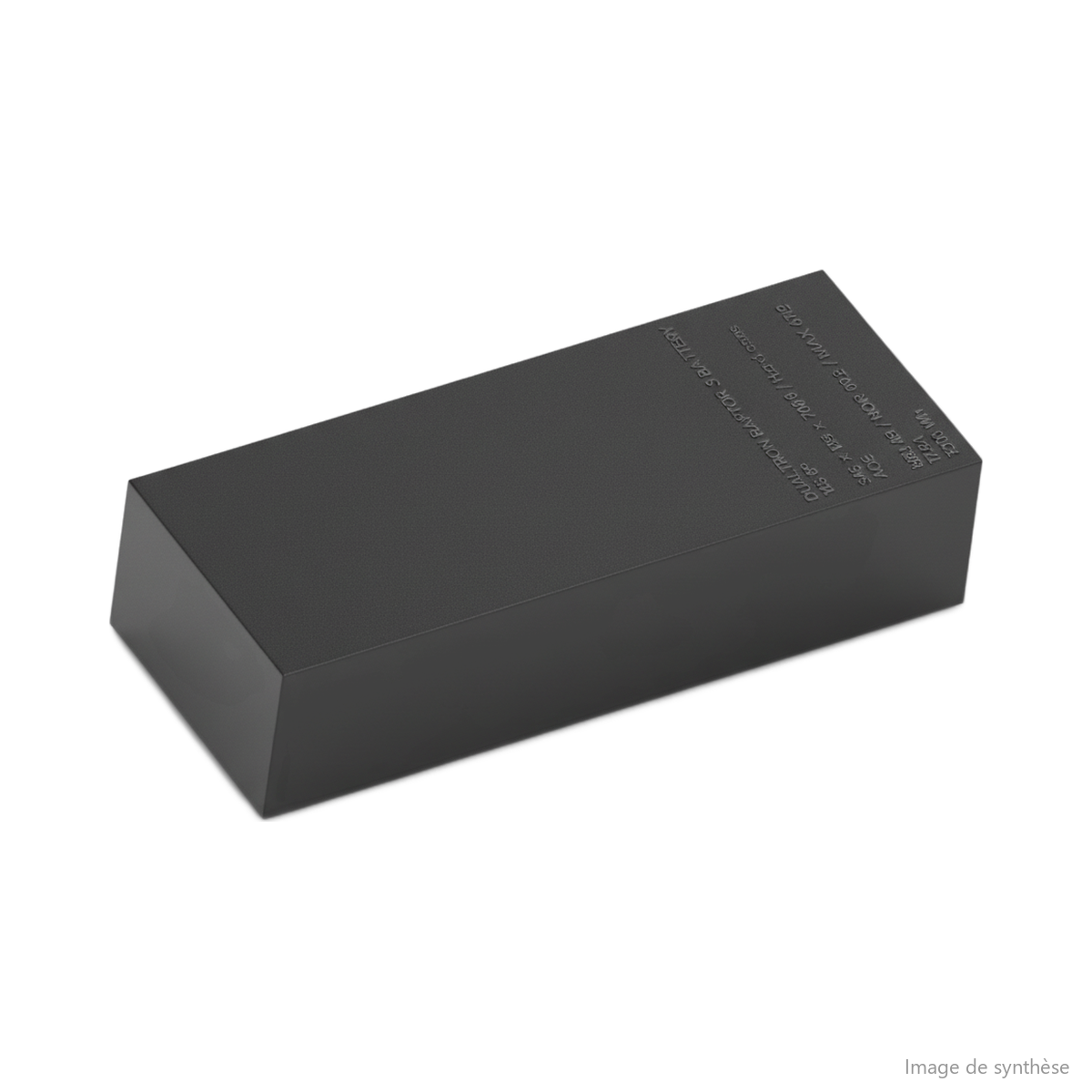 Illustration en perspective d'une batterie rectangulaire pour trottinette électrique Dualtron