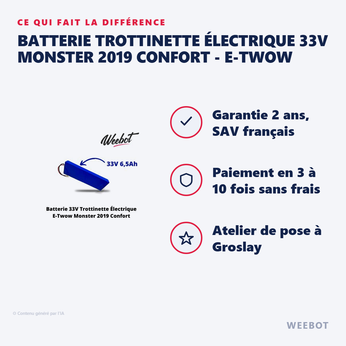 Batterie Trottinette Électrique 33V Monster 2019 Confort - E-TWOW : les points forts