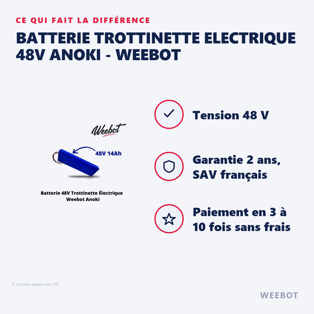 Batterie Trottinette Electrique 48V Anoki - Weebot : les points forts