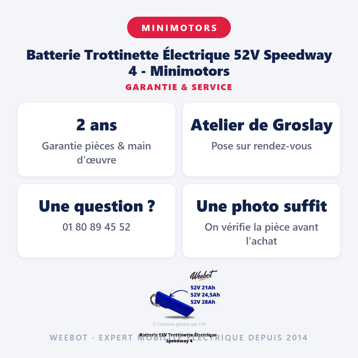 Batterie Trottinette Électrique 52V Speedway 4 - Minimotors (Batterie Uniquement) - Weebot