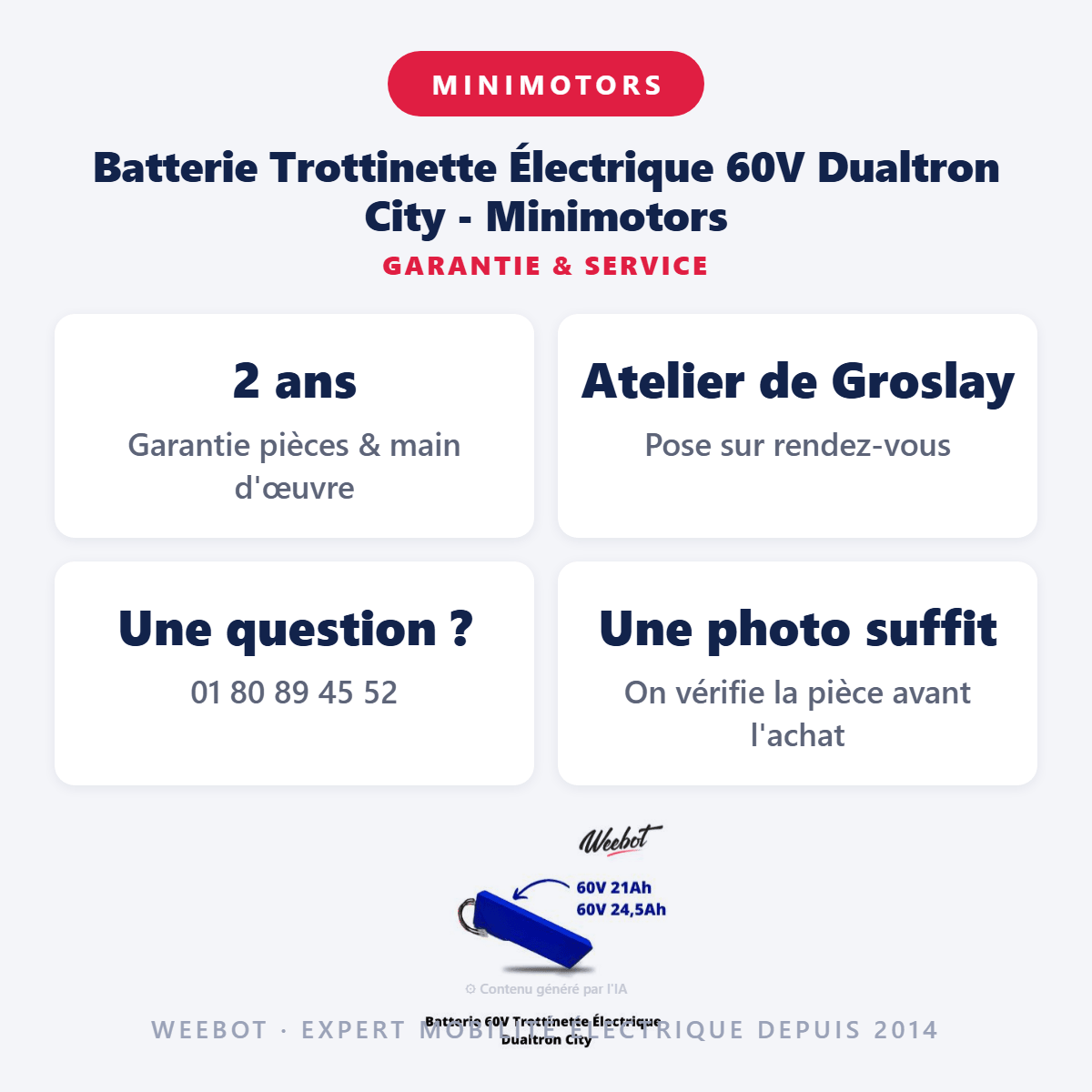 Batterie Trottinette Électrique 60V Dualtron City - Minimotors (Batterie Uniquement) - Weebot