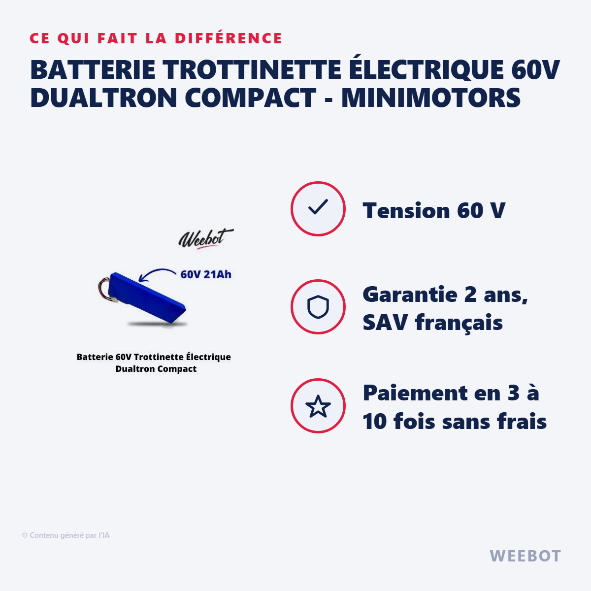 Batterie Trottinette Électrique 60V Dualtron Compact - Minimotors : les points forts