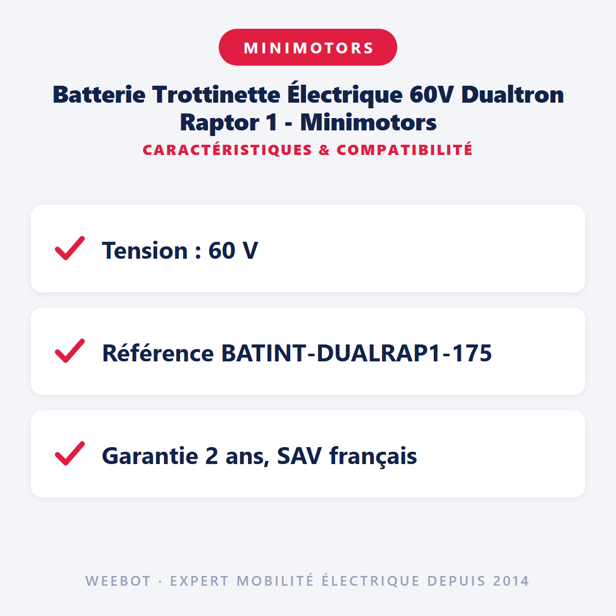 Batterie Trottinette Électrique 60V Dualtron Raptor 1 - Minimotors (Batterie Uniquement) - Weebot