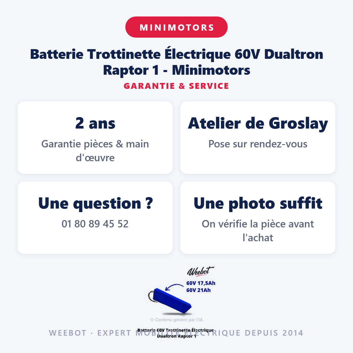 Batterie Trottinette Électrique 60V Dualtron Raptor 1 - Minimotors (Batterie Uniquement) - Weebot