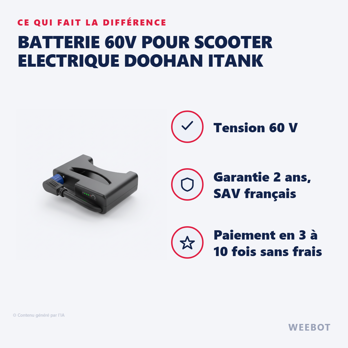 Batterie 60V pour Scooter Electrique Doohan iTank : les points forts