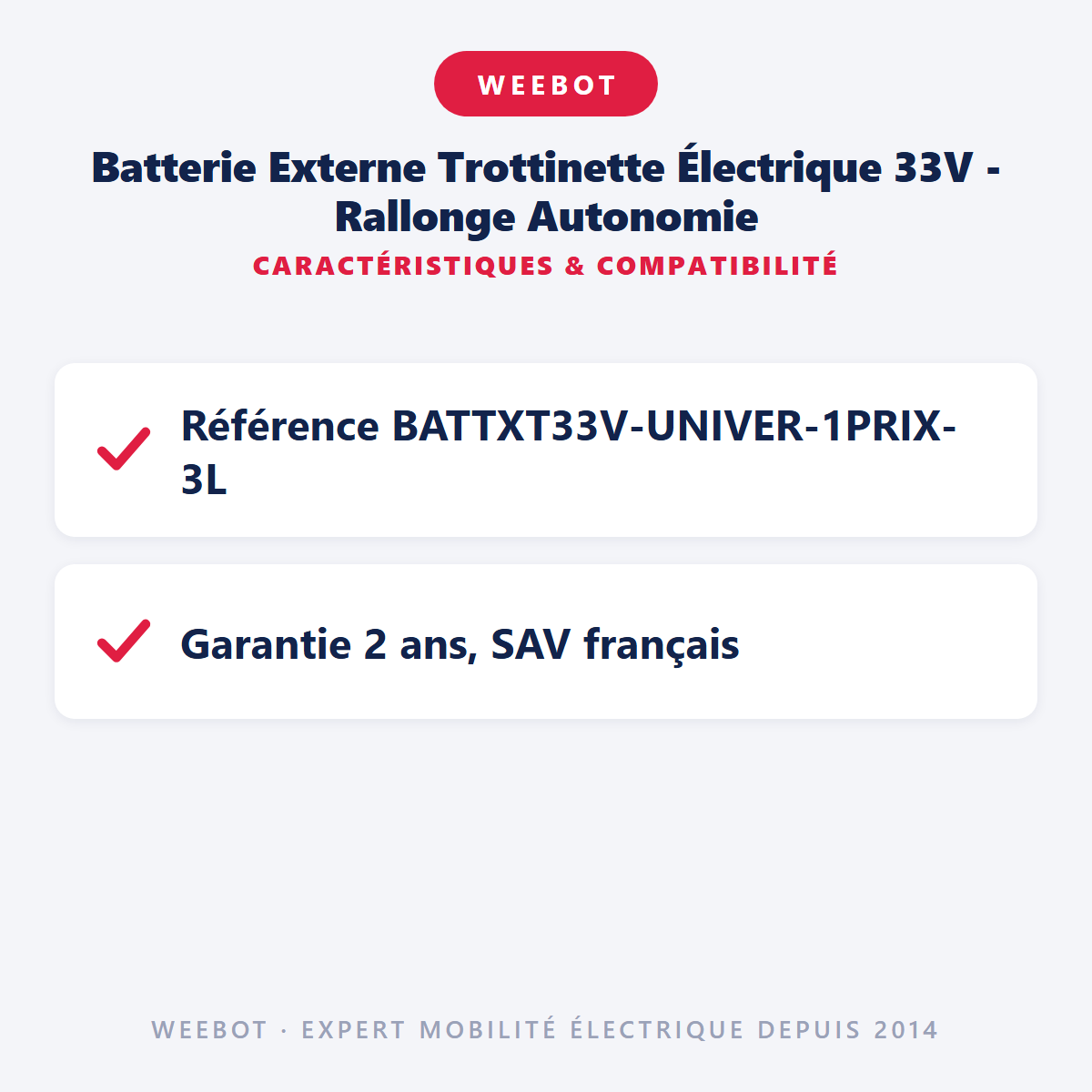 Batterie Externe Trottinette Électrique 33V - Rallonge Autonomie : caractéristiques et compatibilité