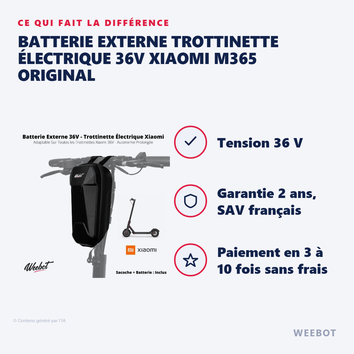 Batterie Externe Trottinette Électrique 36V Xiaomi M365 Original : les points forts