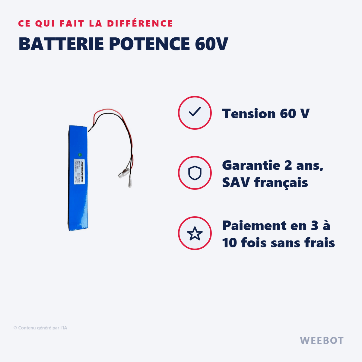 Batterie Potence 60V pour Trottinette Electrique Dualtron X - Weebot