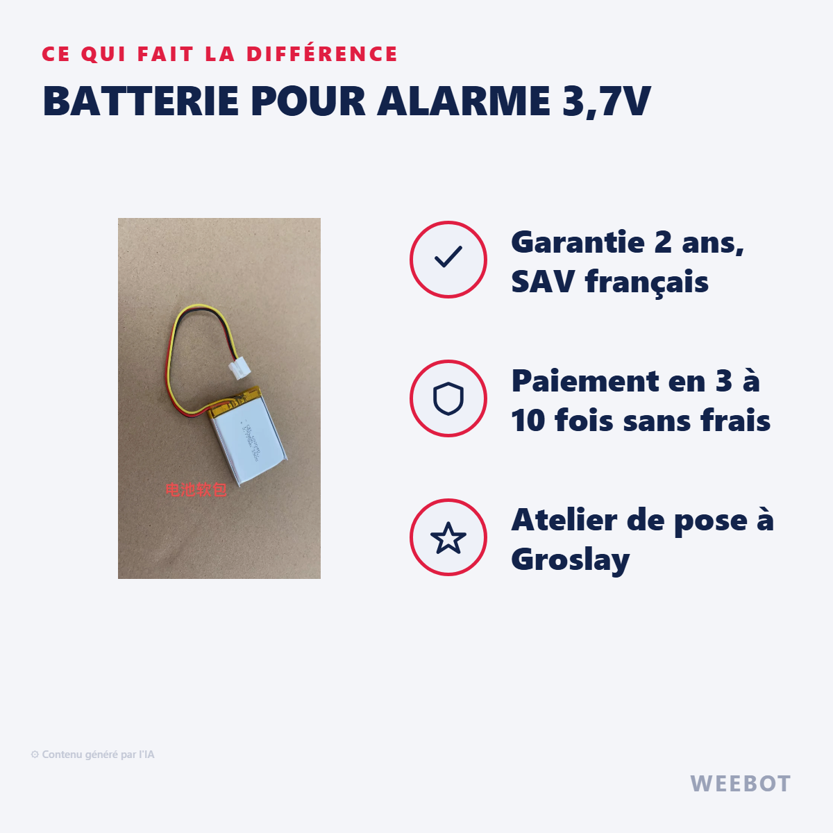 Batterie pour Alarme 3,7V : les points forts