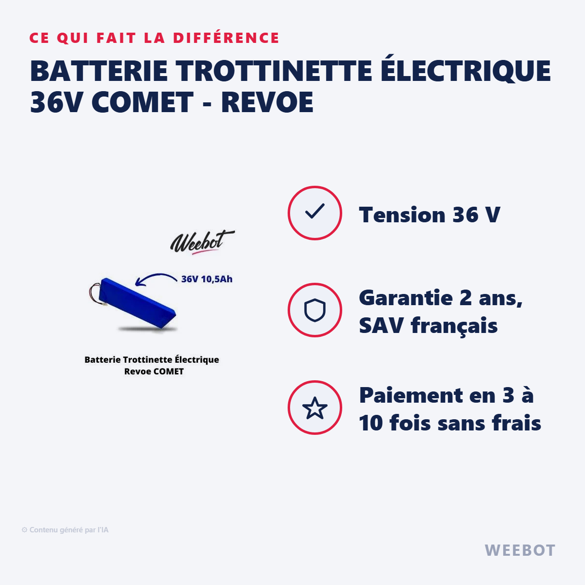 Batterie Trottinette Électrique 36V COMET - Revoe : les points forts
