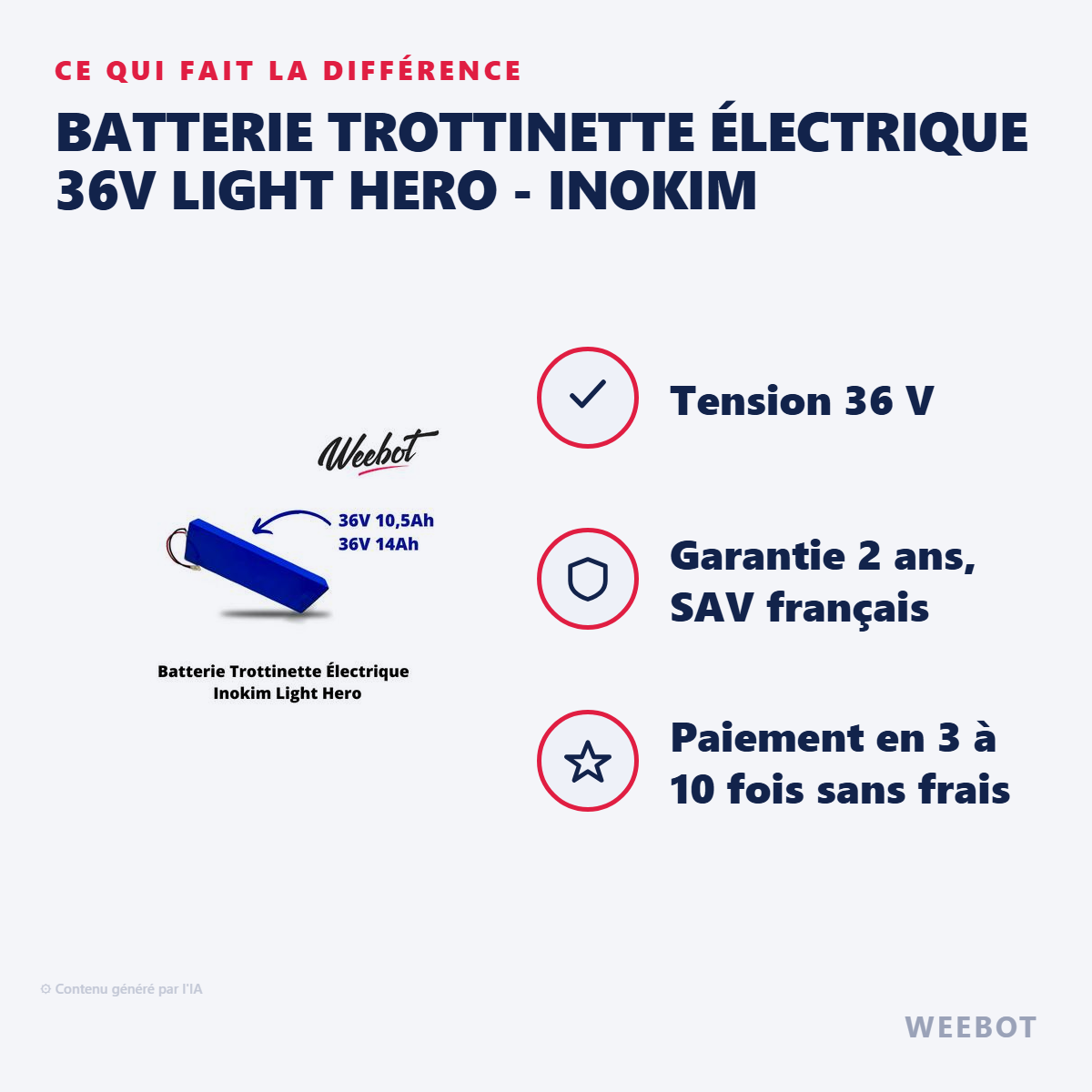 Batterie Trottinette Électrique 36V Light Hero - Inokim : les points forts