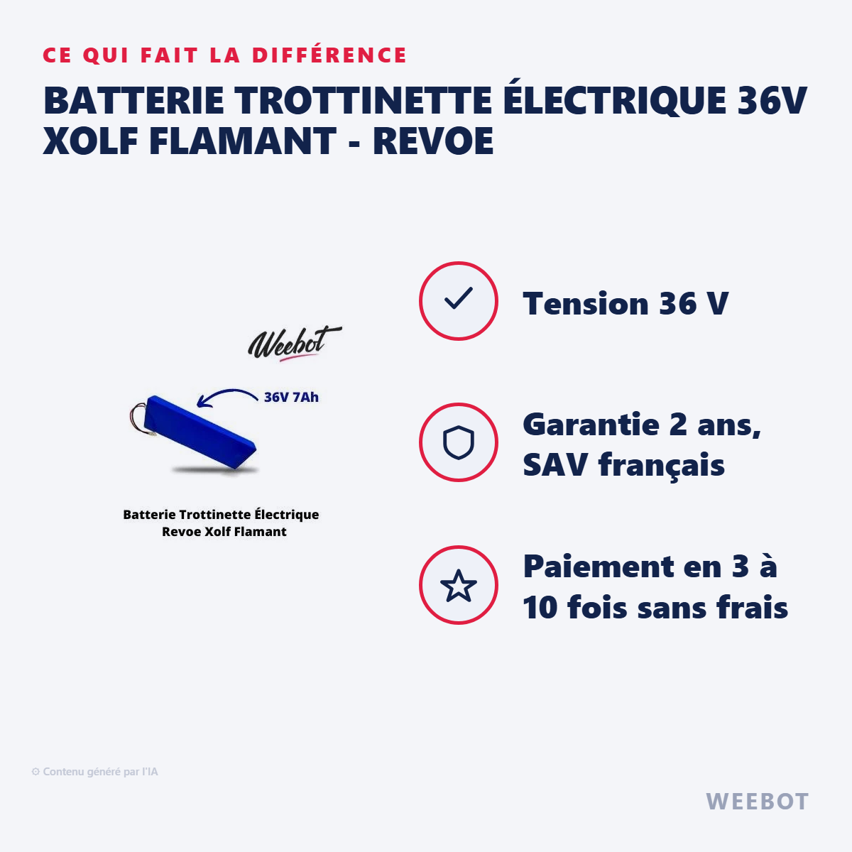 Batterie Trottinette Électrique 36V Xolf Flamant - Revoe : les points forts