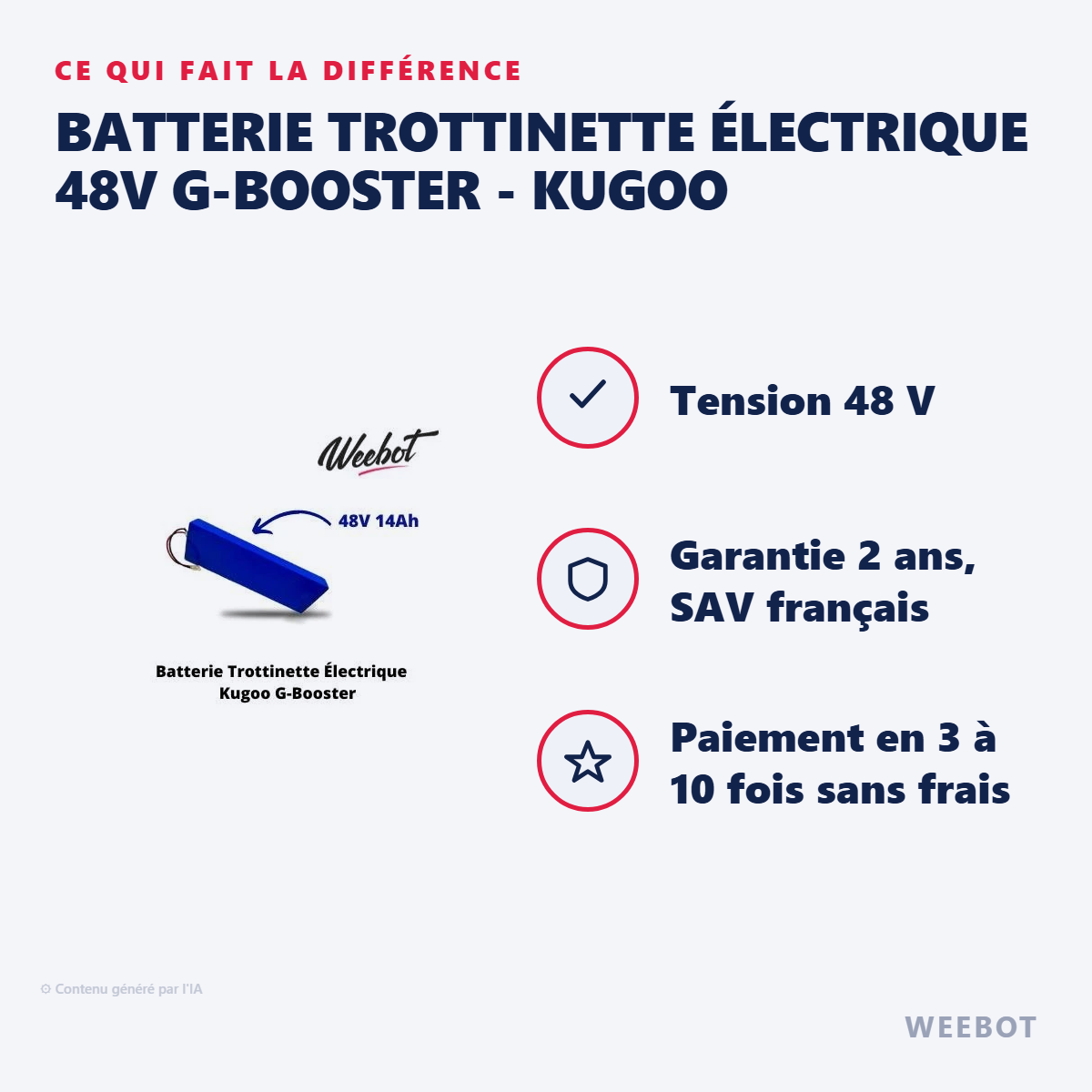 Batterie Trottinette Électrique 48V G-Booster - Kugoo : les points forts