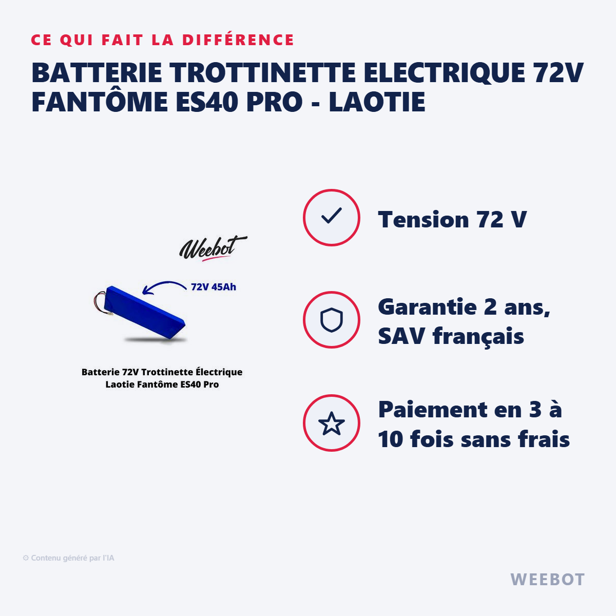 Batterie Trottinette Electrique 72V Fantôme ES40 Pro - Laotie : les points forts