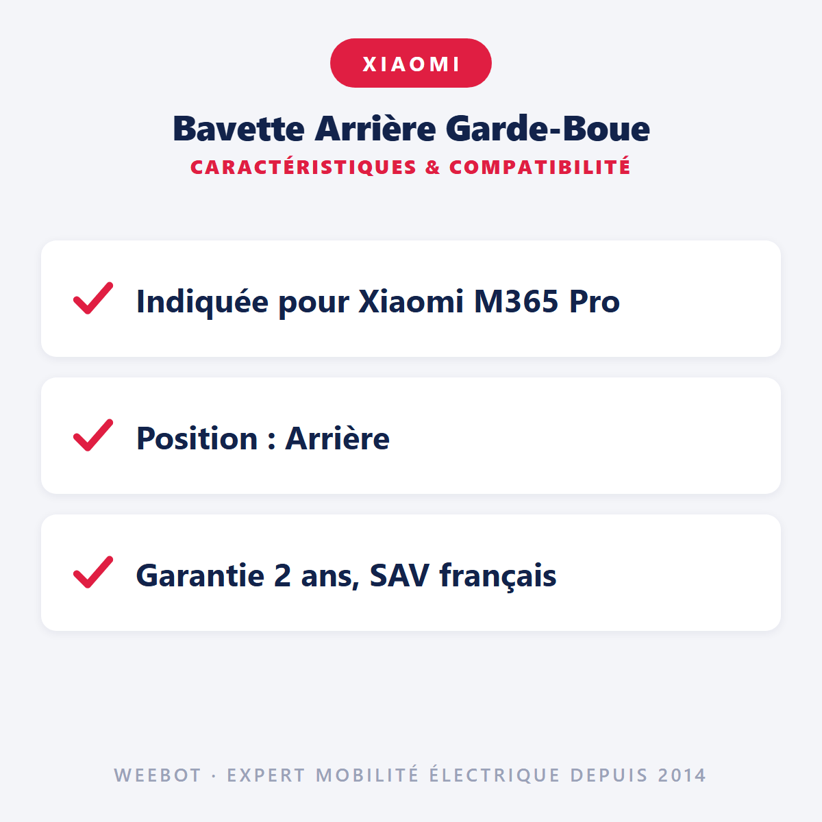 Bavette Arrière Garde-Boue pour Trottinette Électrique Xiaomi M365 & Pro - Weebot