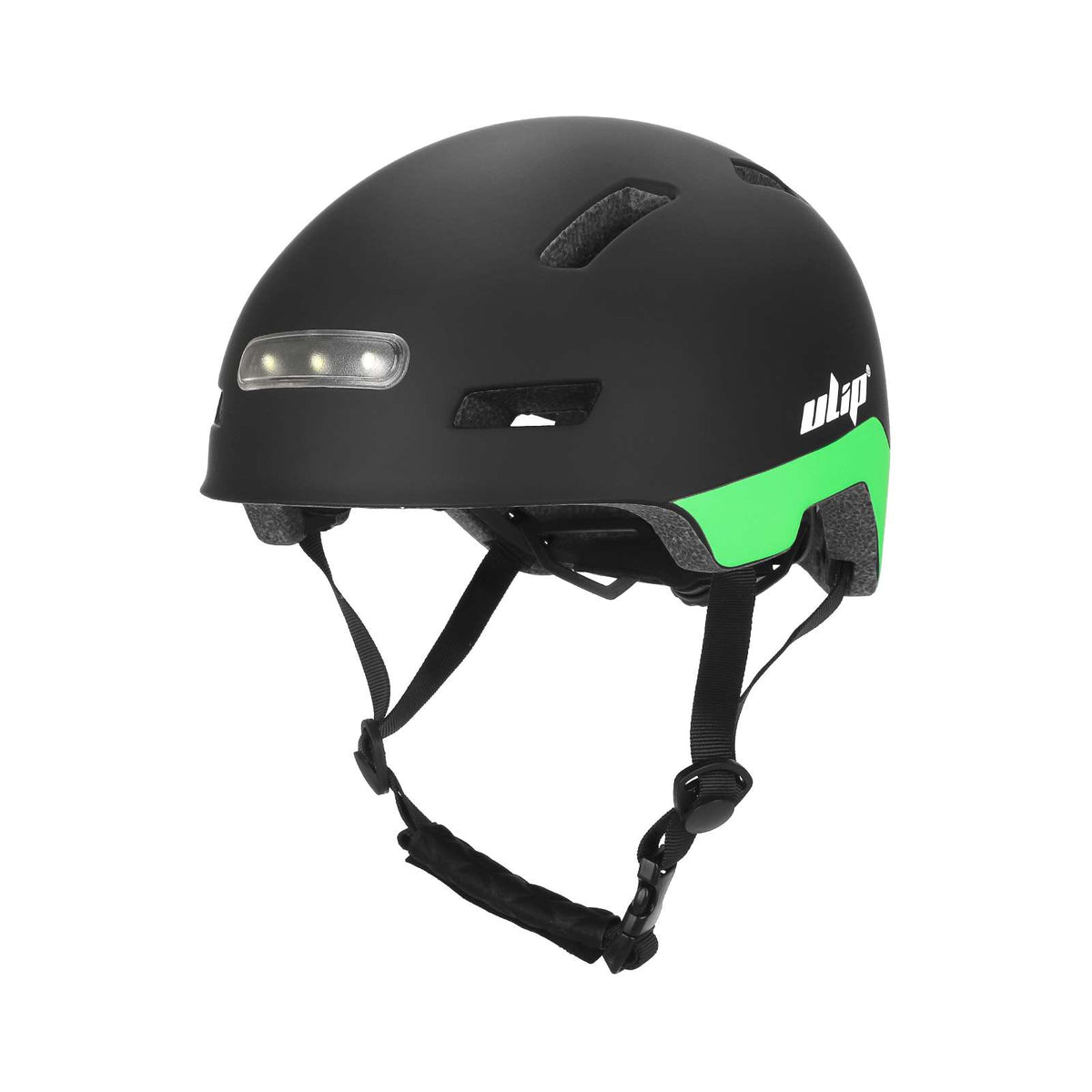 Casque Lumineux LED Noir et Vert / M