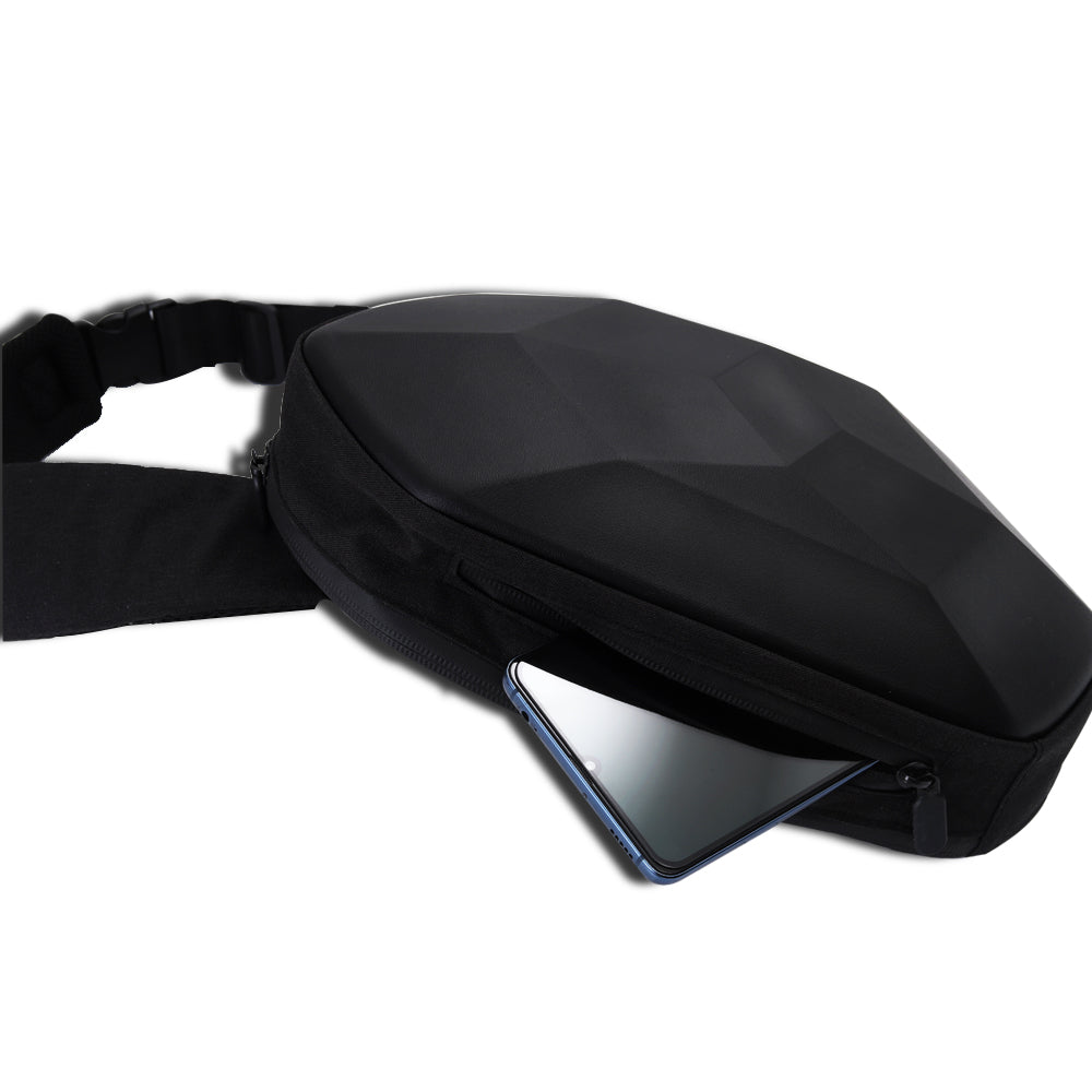 Sacoche Bandoulière Rigide Imperméable avec Port USB Noire, vue 3