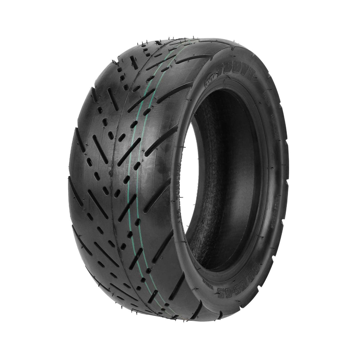 Pneu tubeless Tuovt 11 pouces 90/65-6,5 noir pour trottinette électrique vu de trois-quarts