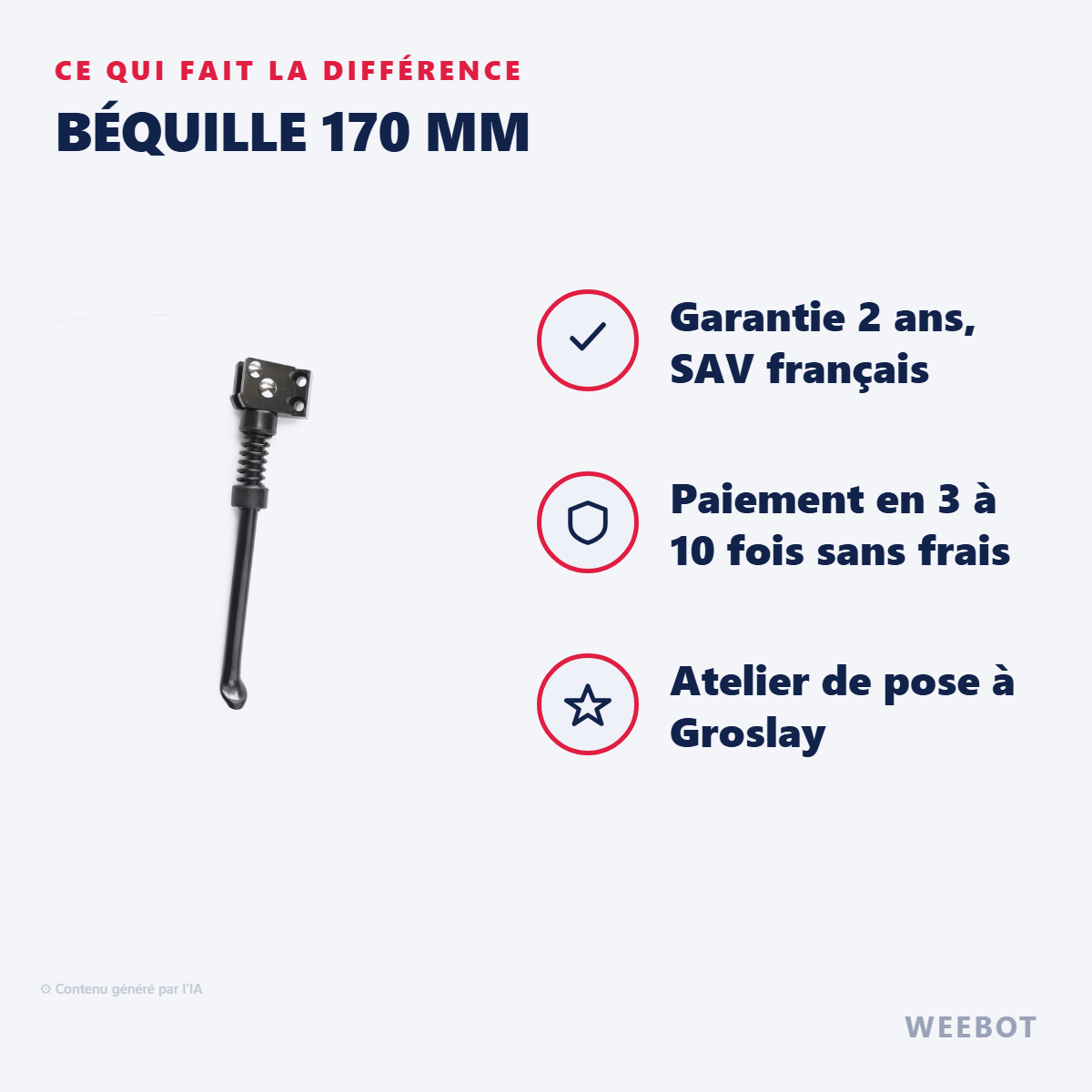 Béquille 170 mm : les points forts
