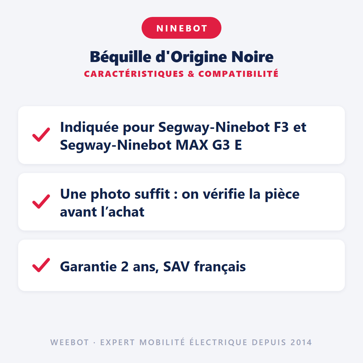 Béquille d'Origine Noire : caractéristiques et compatibilité