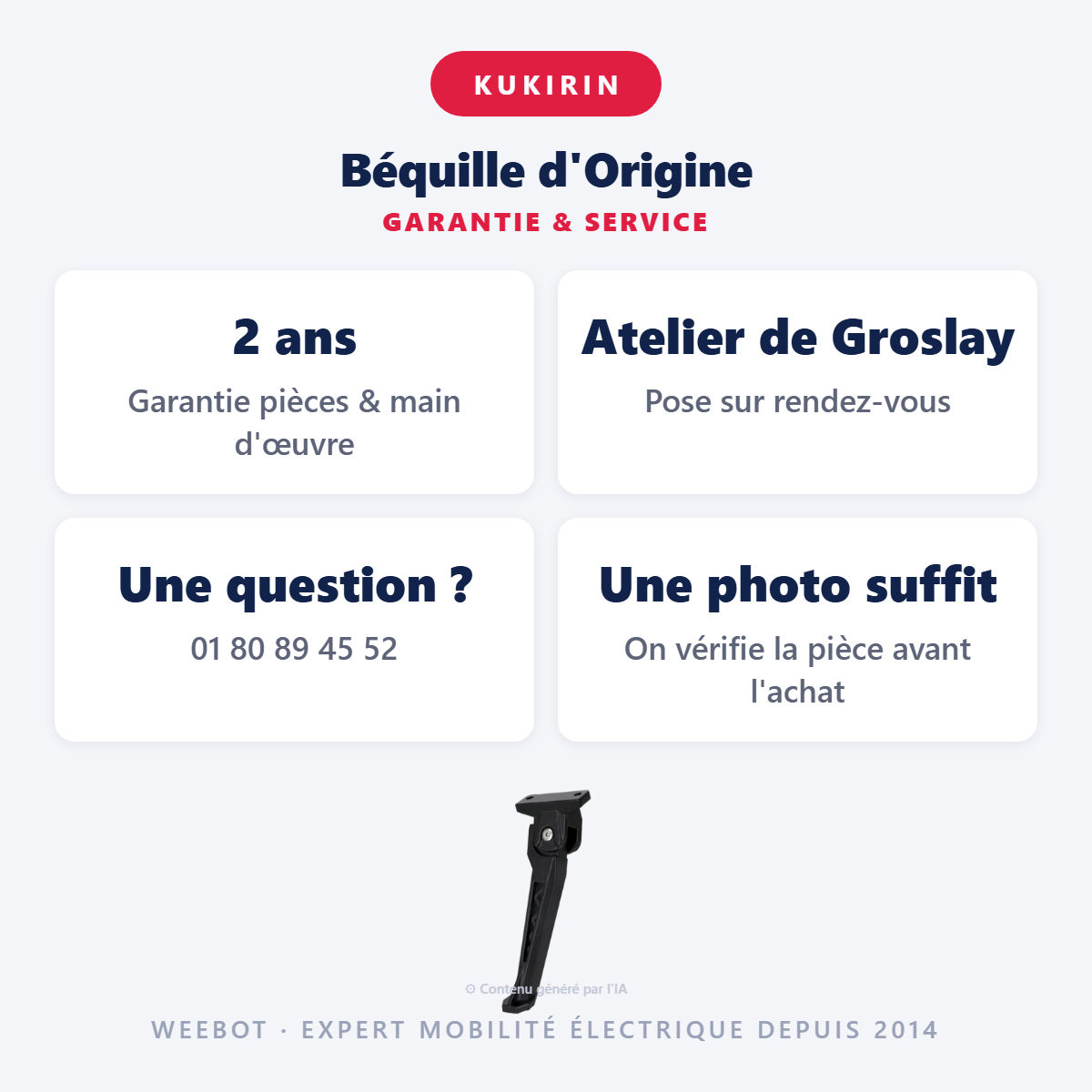 Béquille d'Origine : garantie 2 ans et service après-vente