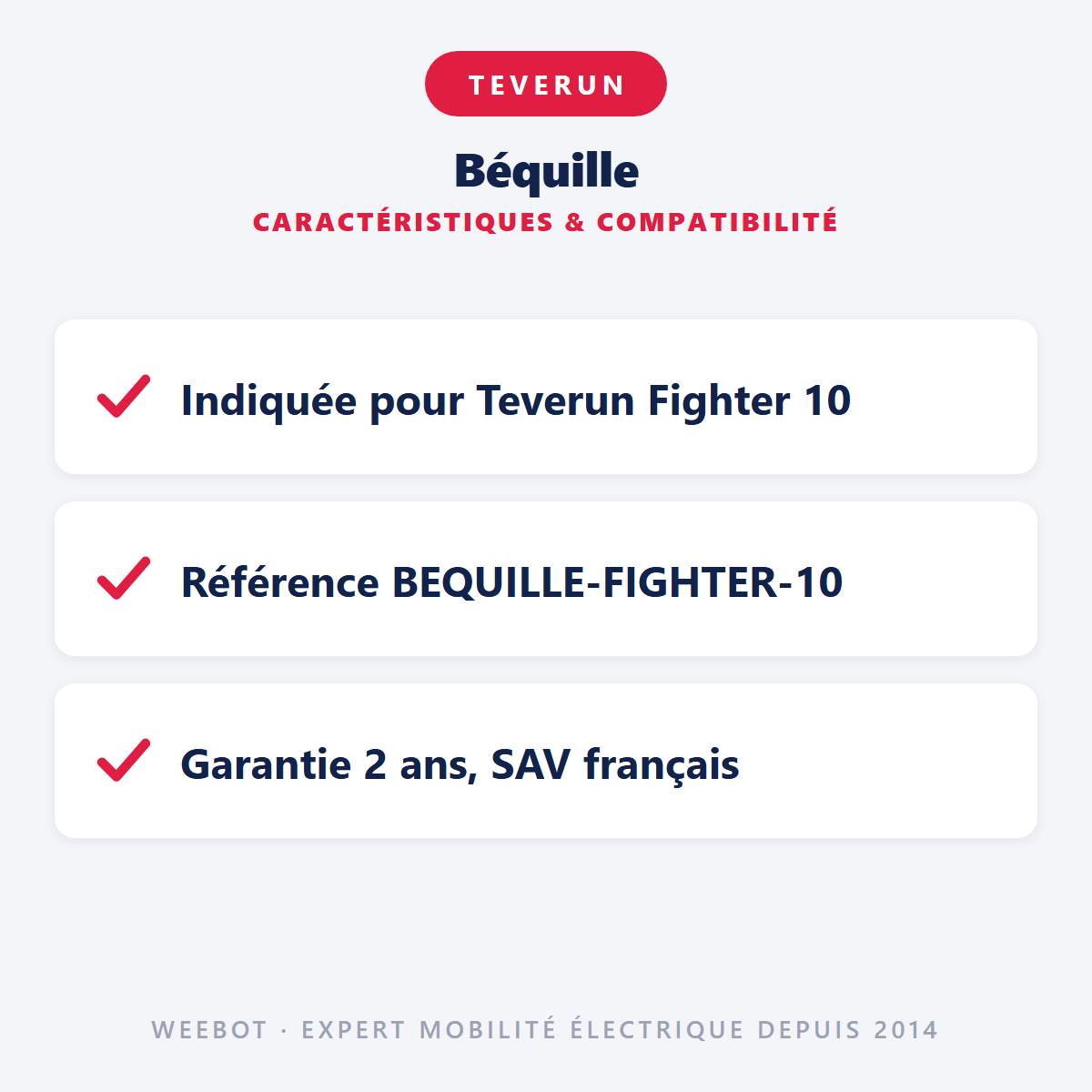 Béquille pour Trottinette Electrique 60V Teverun Fighter 10 et 10 Plus - Weebot