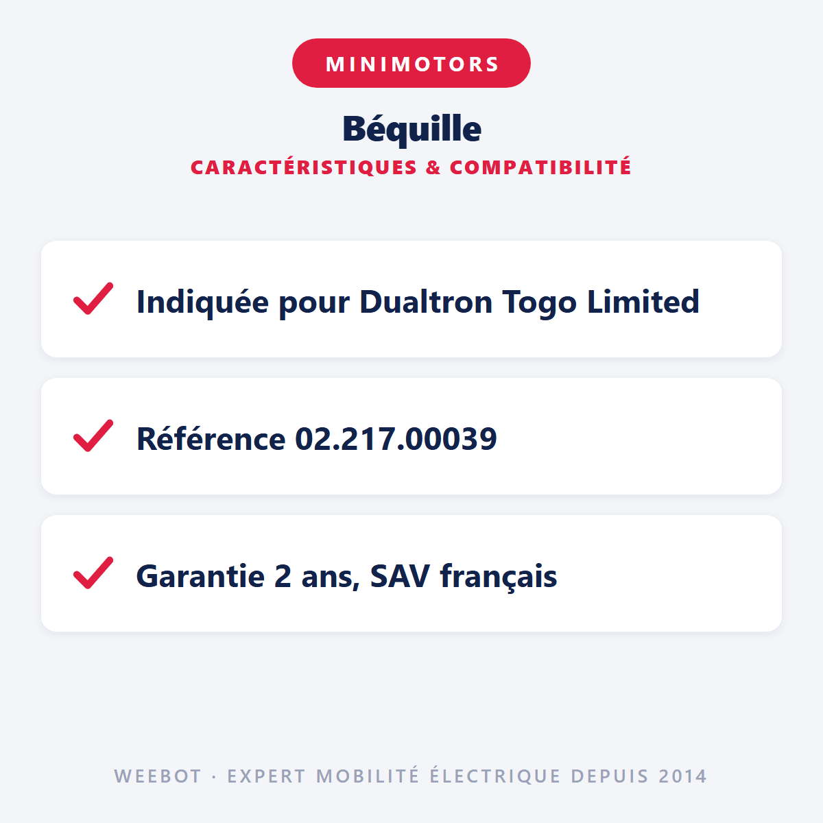 Béquille pour Trottinette Électrique Dualtron Togo Limited - Weebot