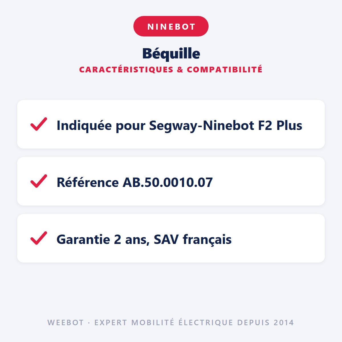 Béquille pour Trottinette Électrique Ninebot F2 / F2 Plus Segway - Weebot