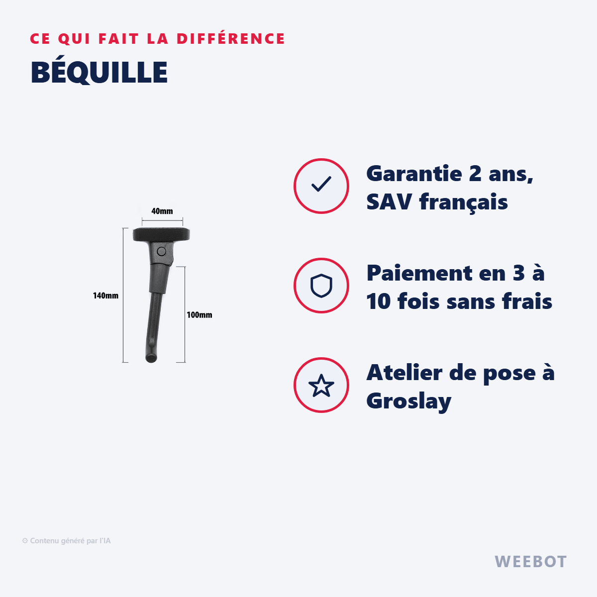 Béquille pour Trottinette Électrique Ninebot F2 / F2 Plus Segway - Weebot