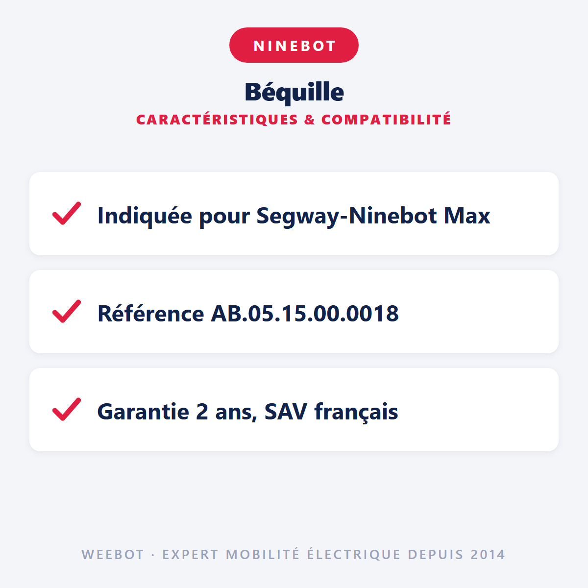 Béquille pour Trottinette Électrique Ninebot Segway Max G2 - Weebot