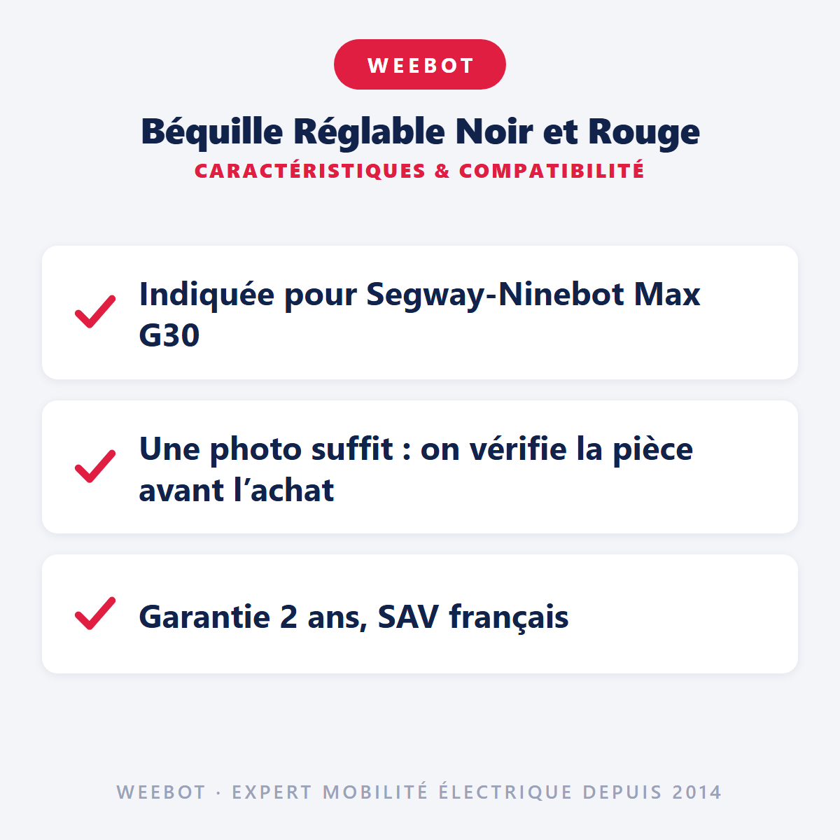 Béquille Réglable Noir et Rouge : caractéristiques et compatibilité