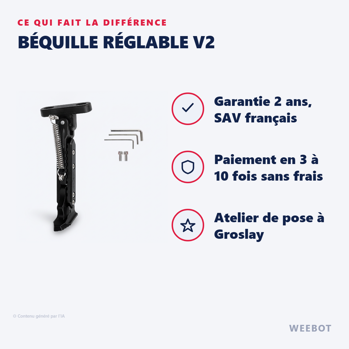 Béquille Réglable V2 : les points forts