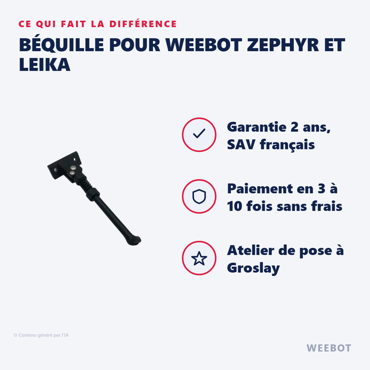 Béquille pour Weebot Zephyr et Leika : les points forts