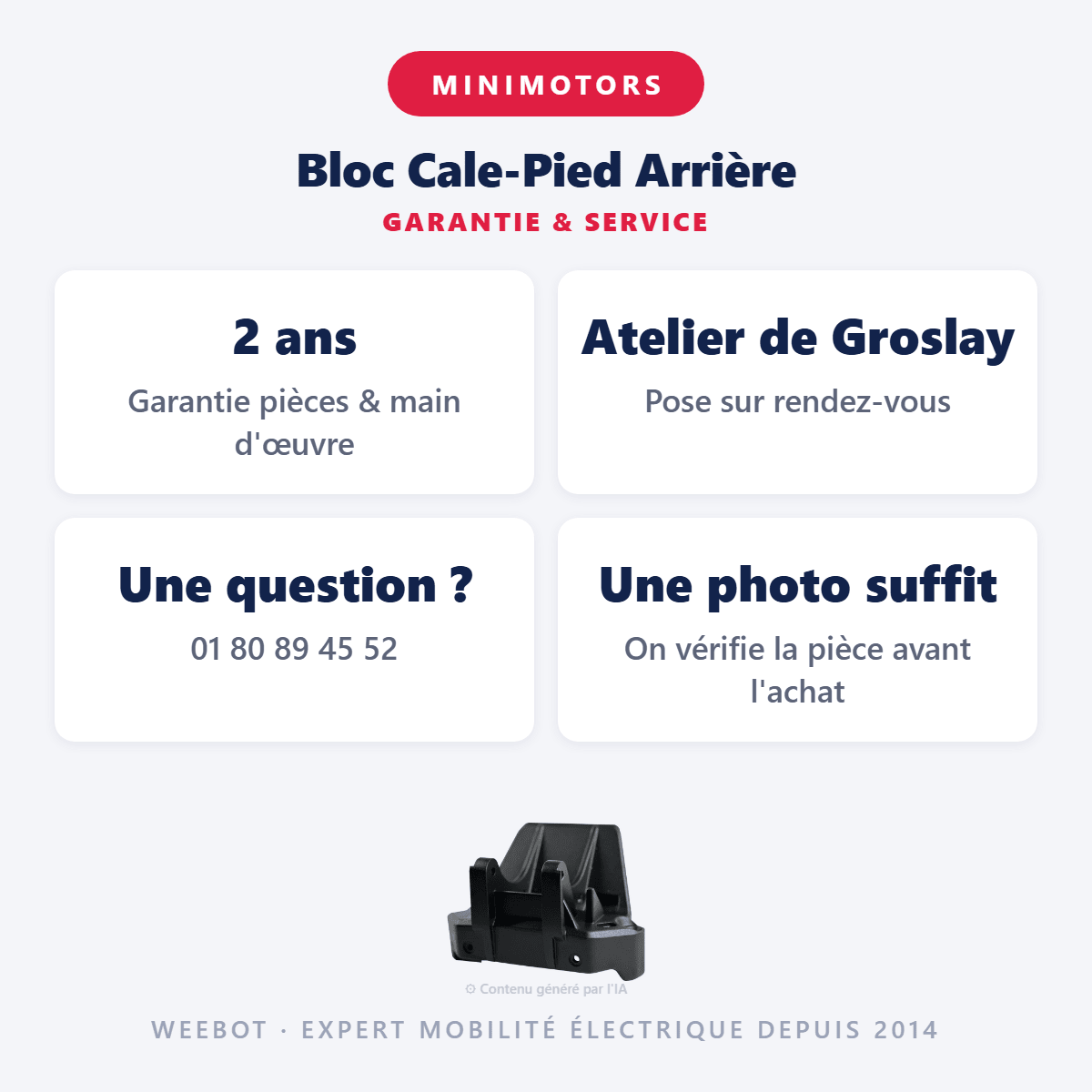 Bloc Cale-Pied Arrière pour Trottinette Électrique Dualtron Mini - Weebot