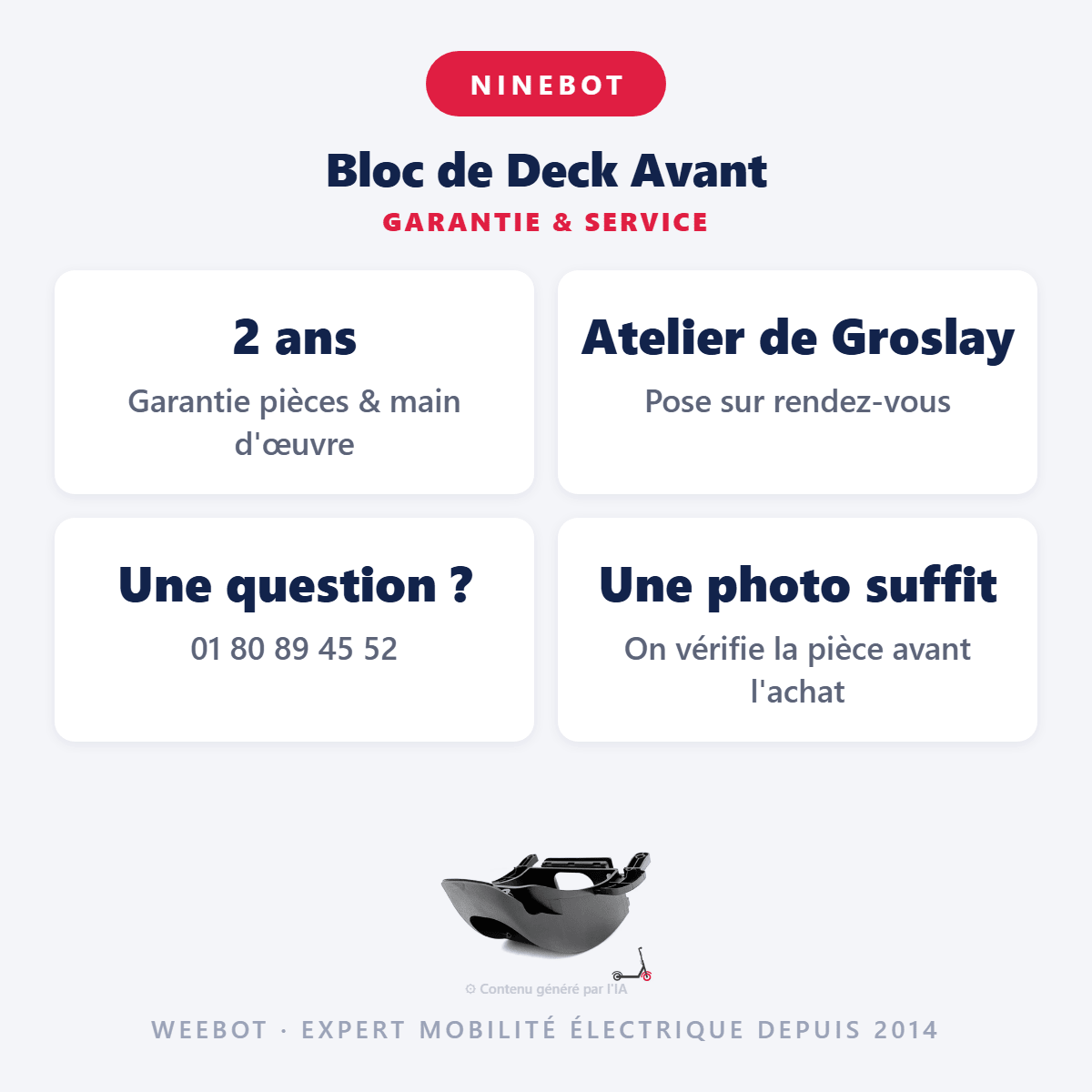 Bloc de Deck Avant pour Trottinette Électrique Ninebot Segway F2 Pro - Weebot