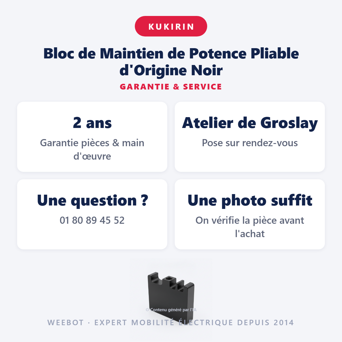 Bloc de Maintien de Potence Pliable d'Origine Noir : garantie 2 ans et service après-vente
