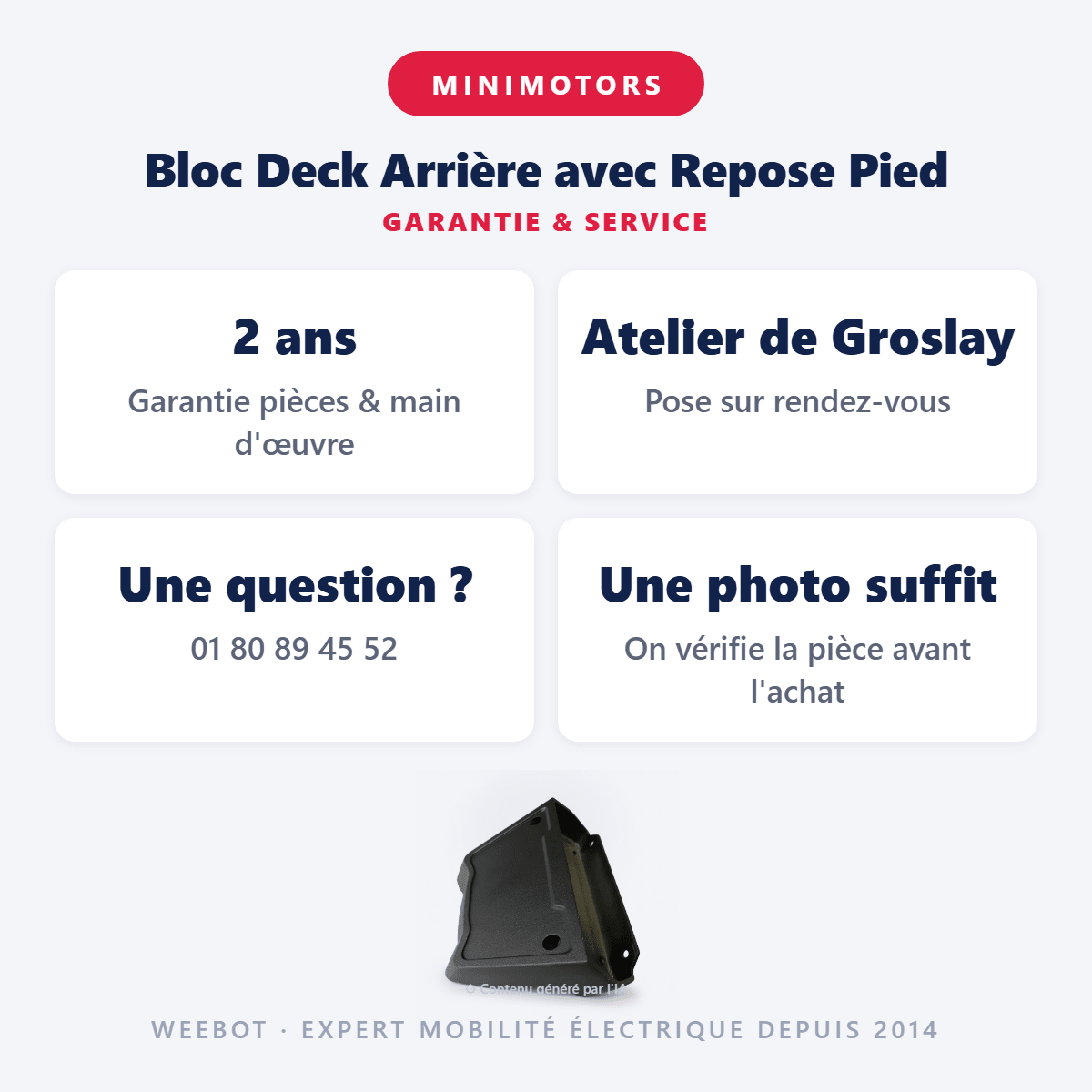 Bloc Deck Arrière avec Repose Pied pour Trottinette Électrique Dualtron Togo - Weebot