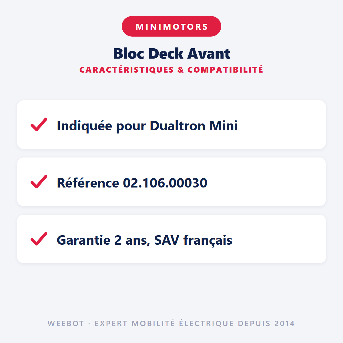 Bloc Deck Avant pour trottinette Électrique Dualtron Mini - Weebot