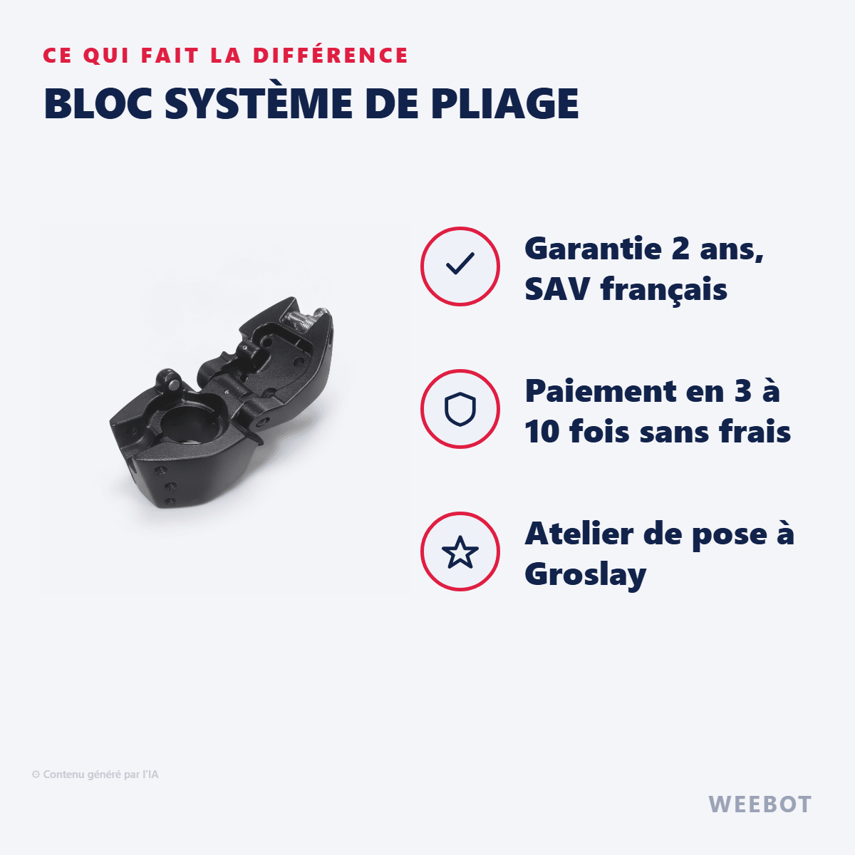 Bloc Système de Pliage pour Trottinette Electrique 72V Teverun Fighter Supreme - Weebot