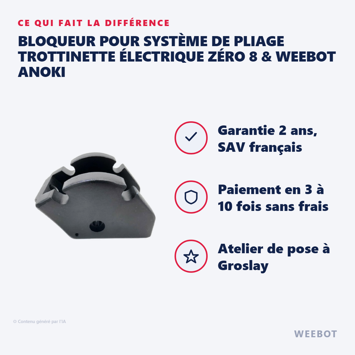 Bloqueur pour Système de Pliage Trottinette Électrique Zéro 8 & Weebot Anoki : les points forts