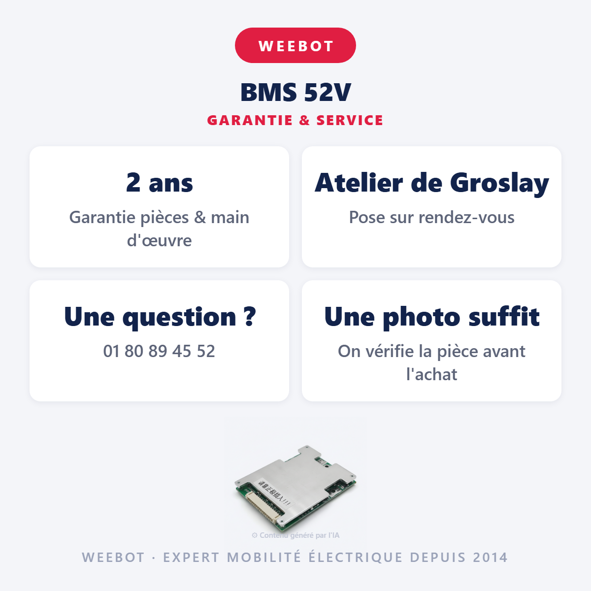BMS 52V : garantie 2 ans et service après-vente