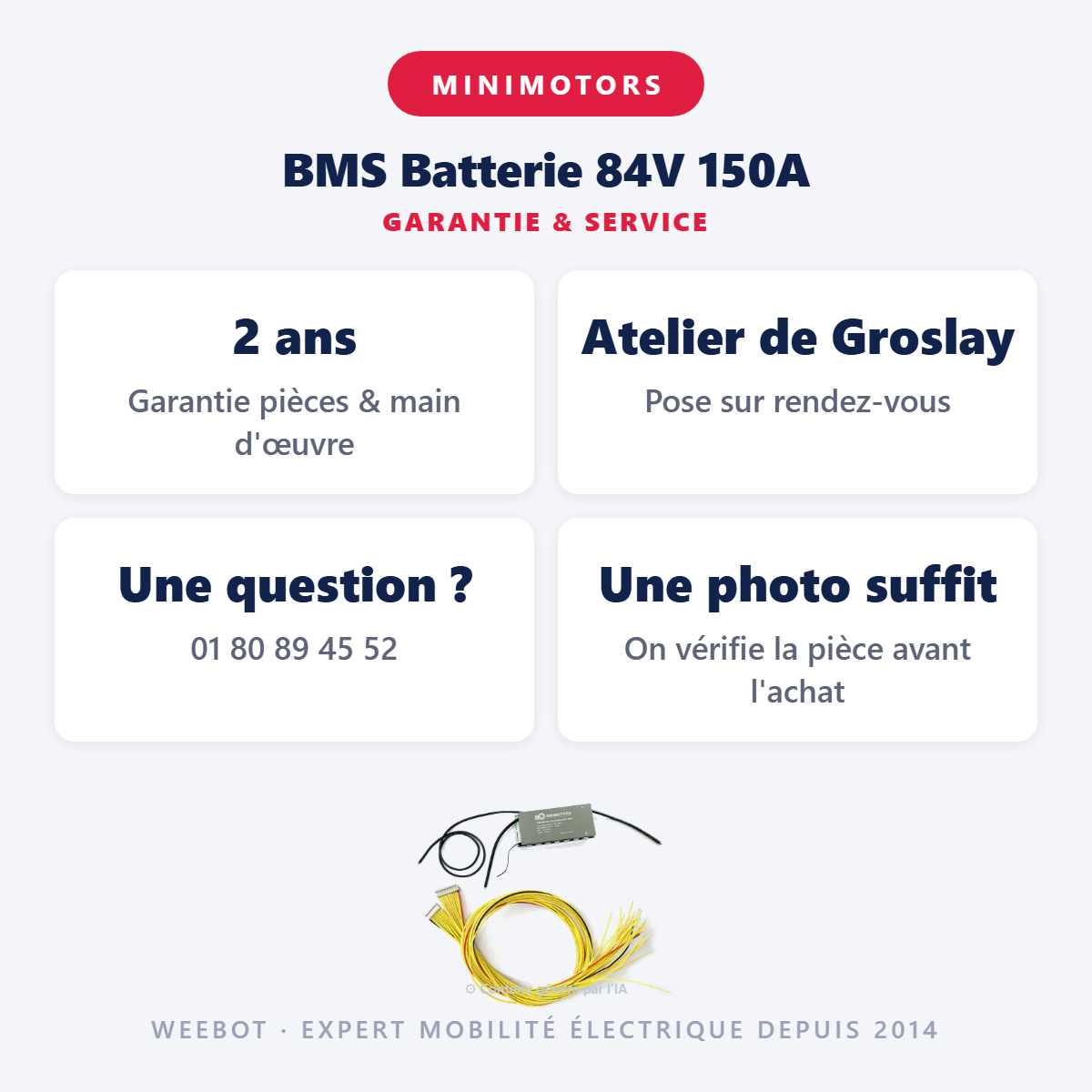 BMS Batterie 84V 150A : garantie 2 ans et service après-vente