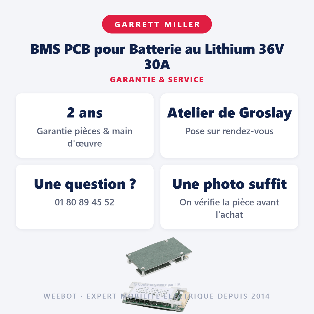 BMS PCB pour Batterie au Lithium 36V 30A - Weebot