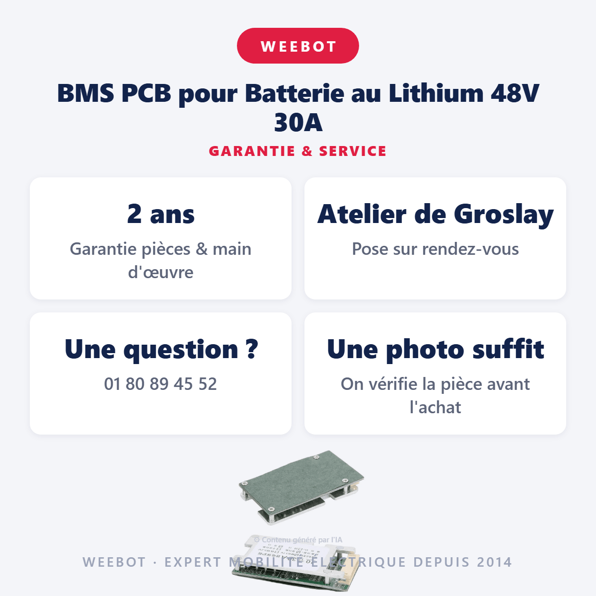 BMS PCB pour Batterie au Lithium 48V 30A - Weebot