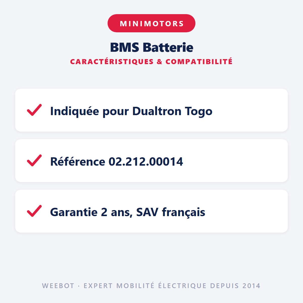BMS Batterie pour Trottinette Électrique Dualtron Togo - Weebot