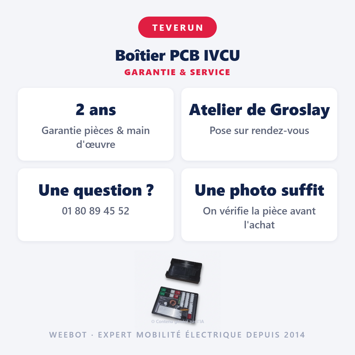 Boîtier PCB IVCU : garantie 2 ans et service après-vente